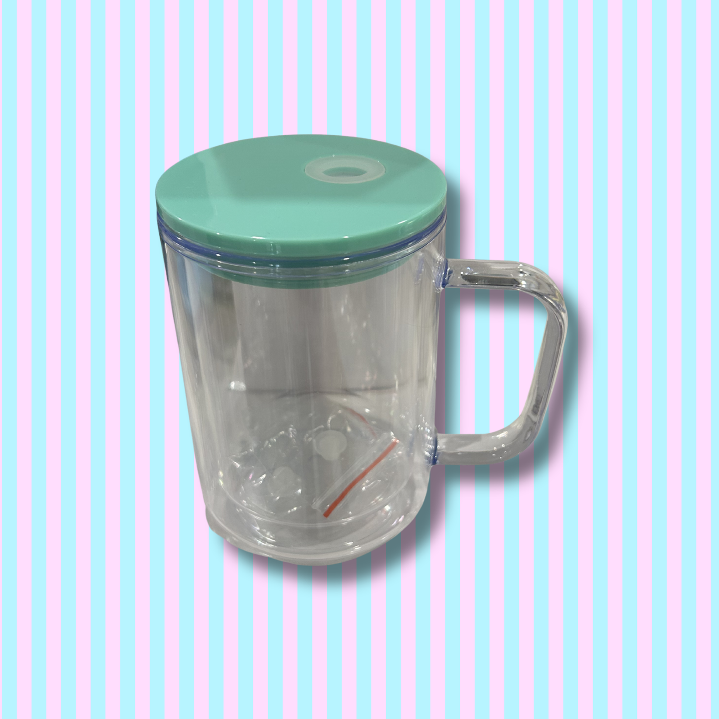 17oz - Acrylic - Mug - Snow Globe - Coloured Lid & BOBA Straw