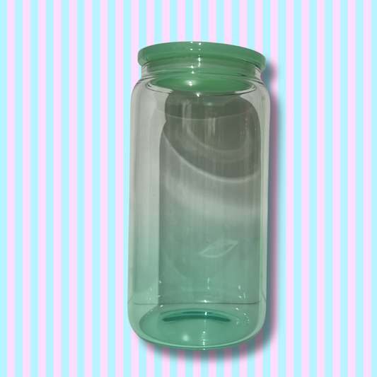 16 oz Ombré - Glass Tumbler with Coloured Lid & Straw