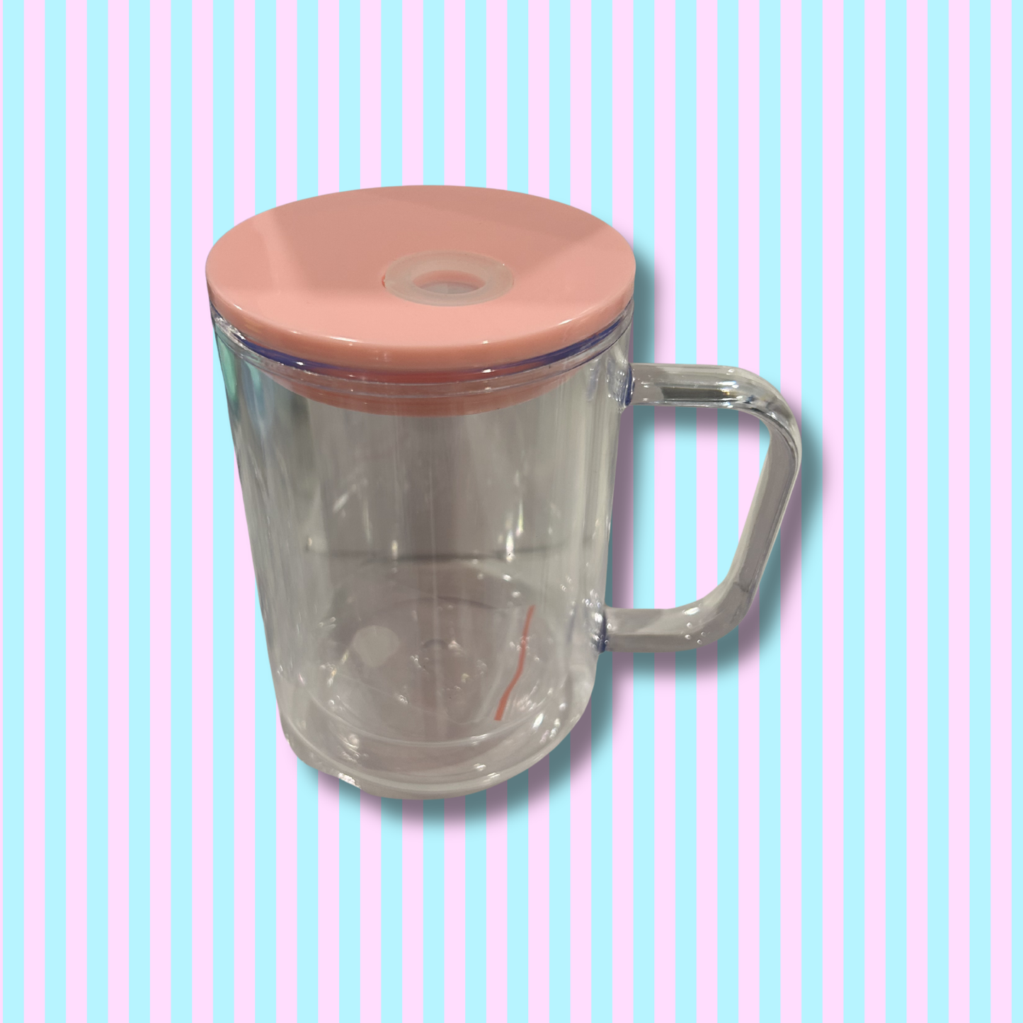17oz - Acrylic - Mug - Snow Globe - Coloured Lid & BOBA Straw