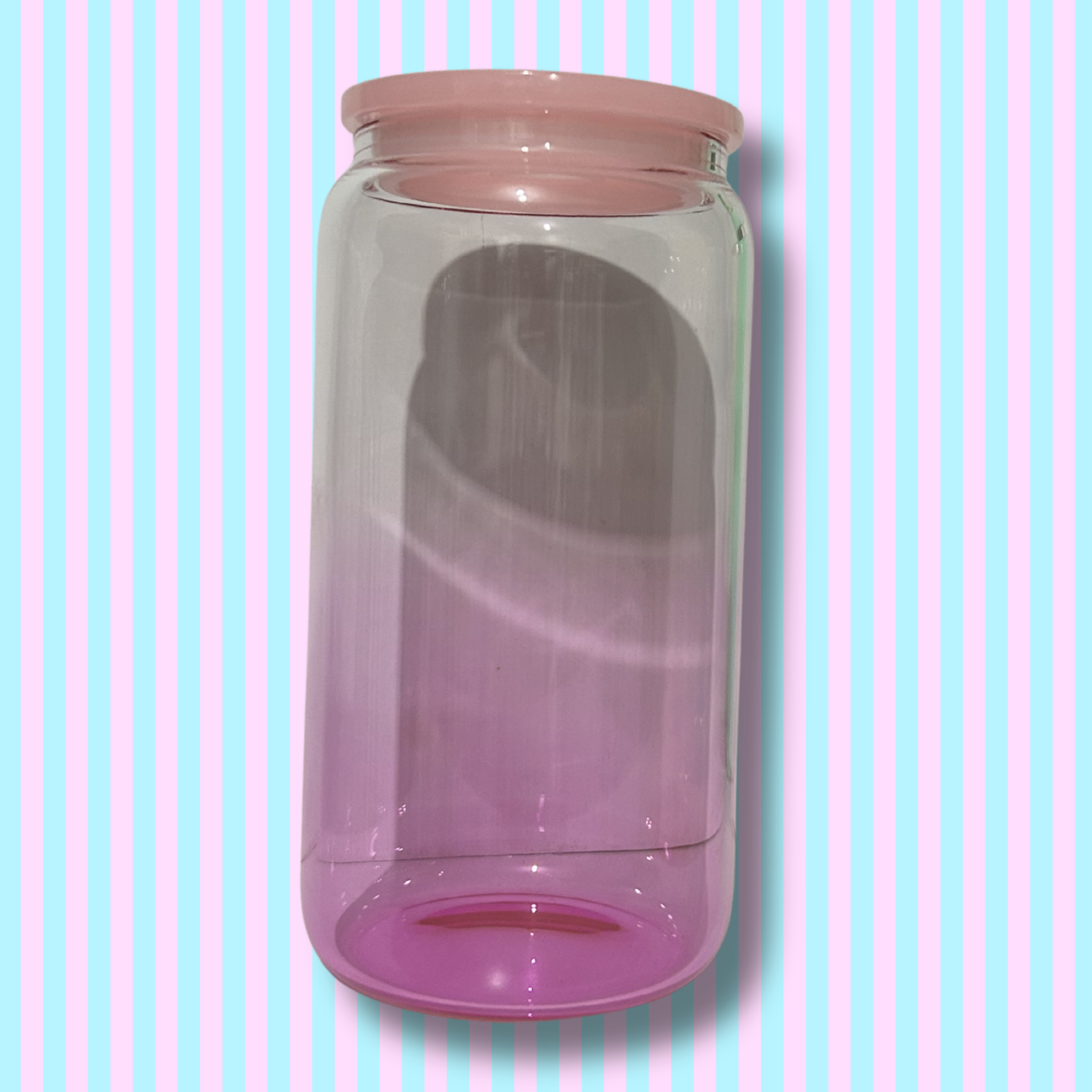 16 oz Ombré - Glass Tumbler with Coloured Lid & Straw
