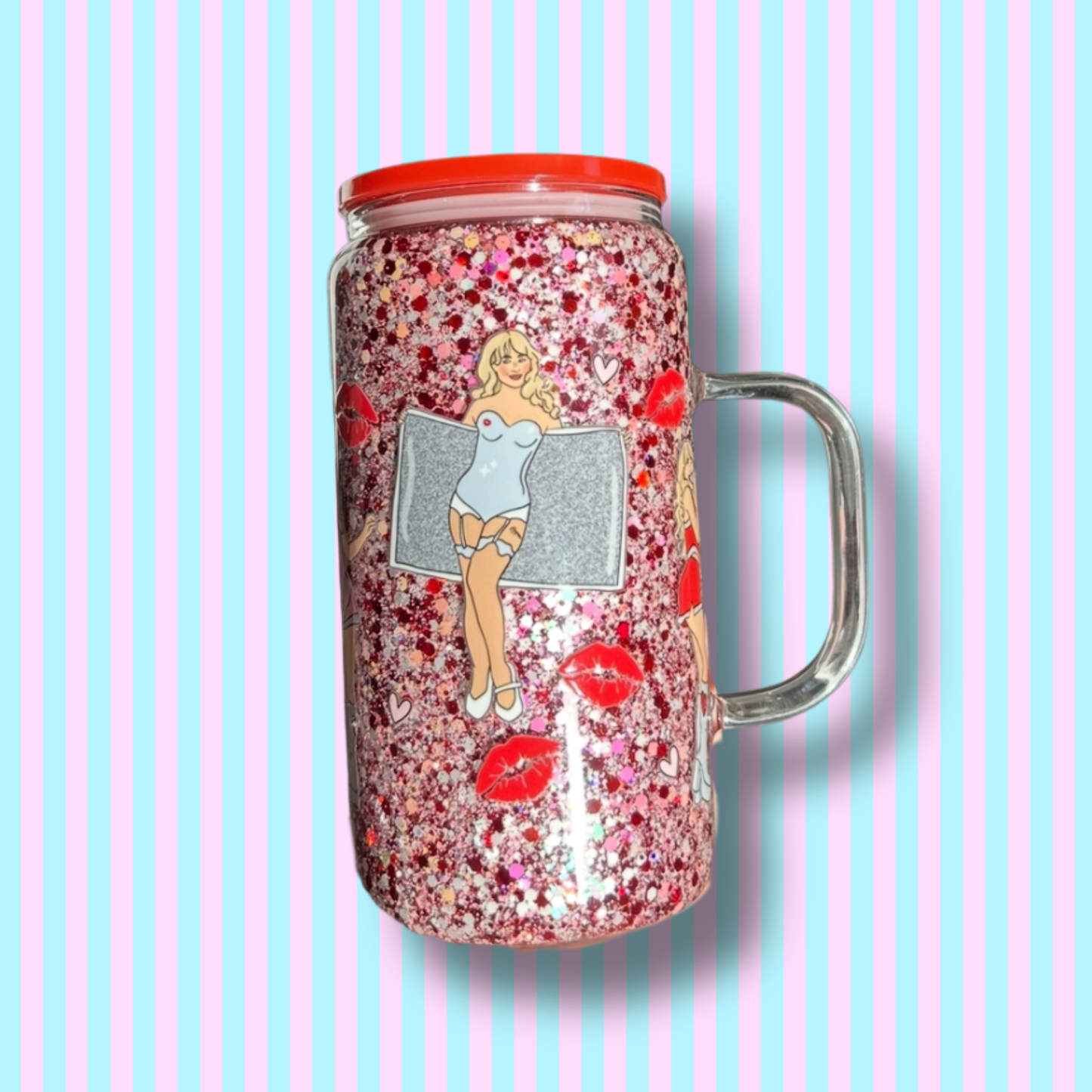 12oz Glass Short - Handle - Snow Globe