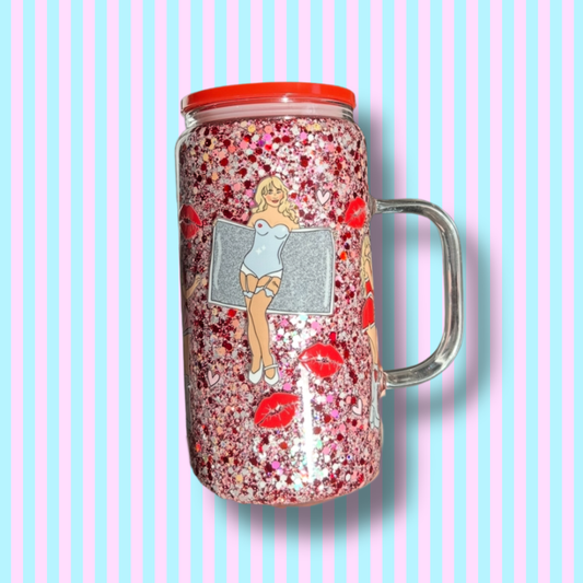 12oz Glass Short - Handle - Snow Globe